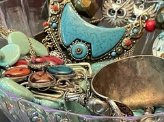 BOHO Southwestern Vtg Curated Mystery Jewelry Jar Turquoise Blue Silver 2+ lbs