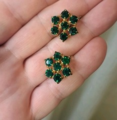 Vintage GF Emerald Colored Rhinestone Earrings-Clip On Twist Back