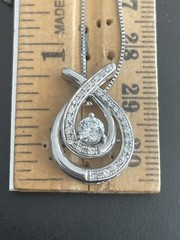 14KT WHITE GOLD 0.60CTW DIAMOND TEAR DROP DOUBLE HALO PENDANT