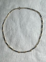 Vintage Gold Tone Bar Link Necklace Choker 15.5” Spring Ring Closure