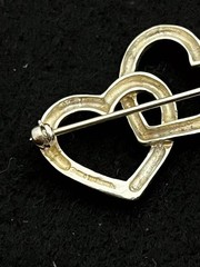 Tiffany & Co Triple Heart Brooch Pin Sterling Silver 925 Open Heart Design 1984