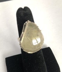 Vintage Golden Rutilated Quartz 925 Sterling Silver Ring