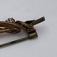 Vintage Clear Rhinestone Bar Brooch Gold Tone C Clasp Open Back Art Deco Style