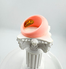Vintage Pink Acrylic Dome Ring w/ Pink Rhinestones Y2K Chunky Statement