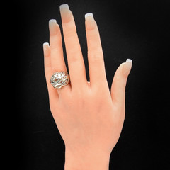 925 Sterling Silver White Topaz Bubble Dome Ring Chunky Statement Sz 6 Jewelry