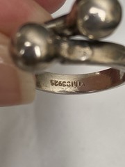 Vintage Mexico 925 Sterling Silver Double Bubble Ball Orb Modernist Ring