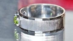 14k white gold ring 0.66ct multi gemstone mother’s size 7 handmade 4.2gr N2731