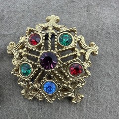 Vintage Clip on Earrings Colorful Rhinestones Jewel