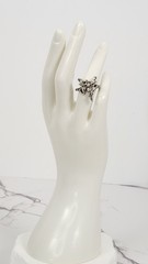 Vintage Silver Tone Pixie Fairy Statement Ring Winged Angel Costume Jewelry