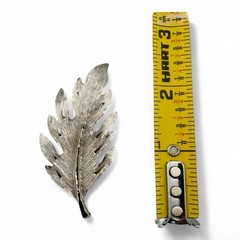Vintage LG-Lind-Gal Signed Silver Tone Leaf Brooch