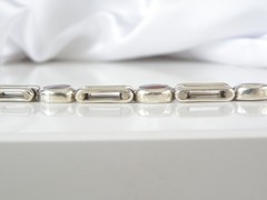 Vintage Sterling Silver 925 Jasper Station Chunky Taxco Mexico Bracelet 8″