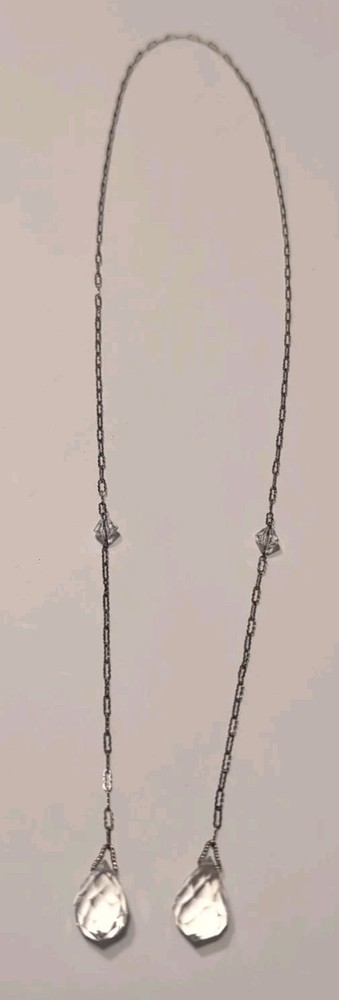 Antique Art Deco Clear Crystal Lariat Necklace