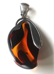 MODERN LARGE Baltic Amber Abstract Sculpted Sterling Silver Pendant Staement