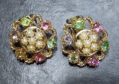 MCM Vintage Clip Earrings Jewelry Lot ~ Mid Century Rhinestone Glamour ~ 25 Pair