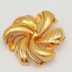Vintage Gold Tone Spiral Pinwheel Brooch Swirl Statement Pin 2.125 Inch