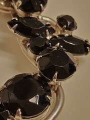 Juliana D & E Layered Jet Black Silvertone 5 Link Bracelet 6.50 BOOK Ref 1062