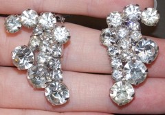 Vintage La Roco Stunning Clear Glass Rhinestone Silvertone Clip Earrings