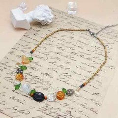 Vintage Boho Chic Colorful Floral Czech Bead Necklace Women Girls Gift New