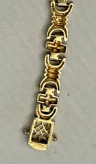 Vintage 8mm Designer Bracelet Multi Gemstone 14k Gold on 925 Silver 7 5/8″ Fancy