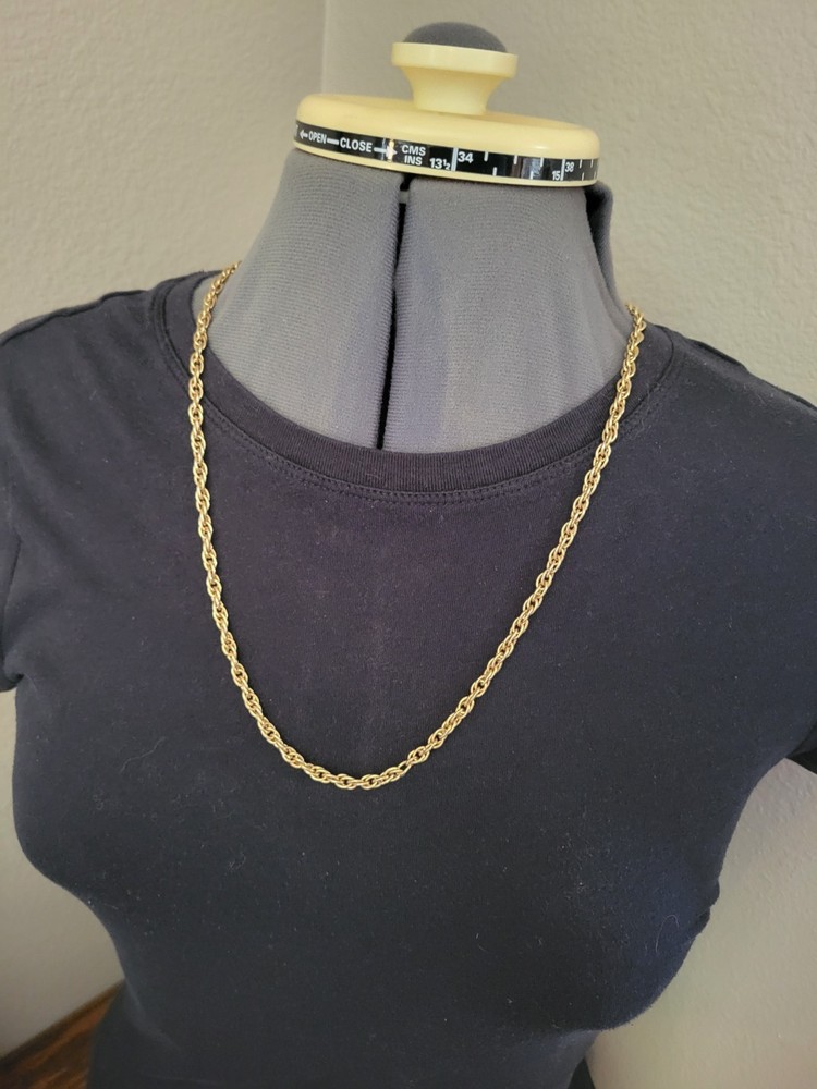 ​Vintage 1970s 1980s Gold Tone Continuous Loop French Rope Chain Necklace 26 In