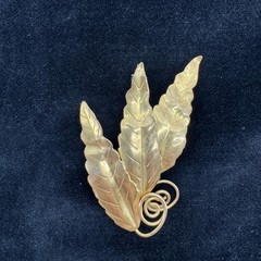 Vtg 40s 12K Gold Filled Leaf Brooch Three Leaf Floral Botanical Mid Century