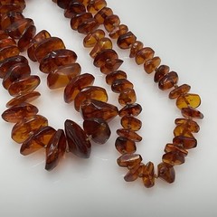 Vintage Baltic Amber Graduated Nugget Necklace Cognac 70g Endless Strand 28 in