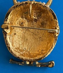 Golden Owl Brooch Pendant 1.7X1.3 inches