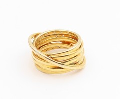 925 Sterling Silver Vintage Ring Gold Plated CZ Interlocking Band Sz 6 RG35381