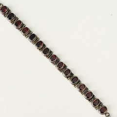 Vintage 925 Sterling Silver Genuine Garnet Tennis Bracelet Adjustable