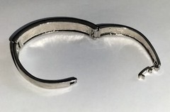 Vintage Silver Tone Hinged Bangle Embellished with Pavé Crystals 62 mm