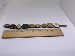 bracelet antique handmade 7″ long watch faces copper hardware ooak