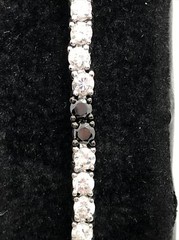Vintage Black Onyx & Cubic Zirconia Stunning SIlver tone Tennis Bracelet 6.75″