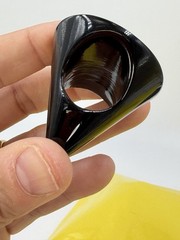 Vintage Ring Costume Statement Black Mod Avant Garde Size 7 Plastic Lucite