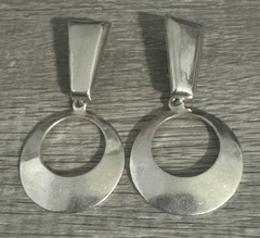 925 Sterling Vintage M 125 Mexico Modernist Clip On Dangle Earrings