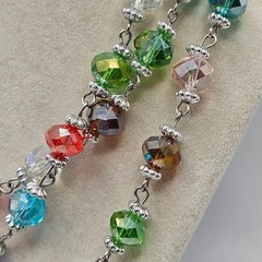 VINTAGE Premier Designs Jubilee Multicolor Faceted Bead 58″ Strand Necklace