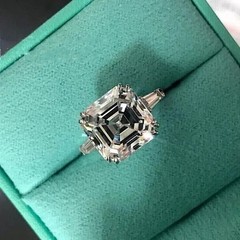 2.5Ct Asscher Cut VVS1 Lab Created Diamond Engagement 14K White Gold Finish Ring