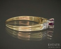Antique 18k Yellow & White Gold Natural Ruby OMC Diamond Ring 2.2g p26103