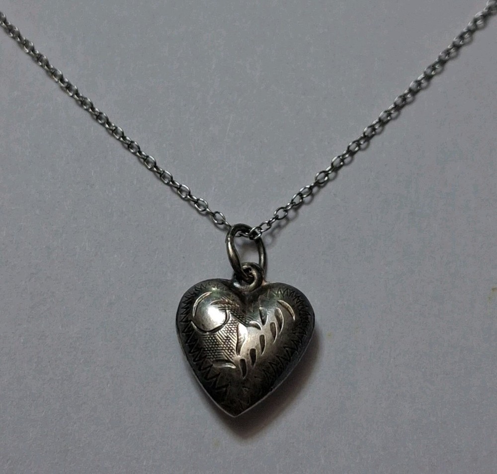 Vintage 18in Sterling Heart Necklace 925 Silver Tested