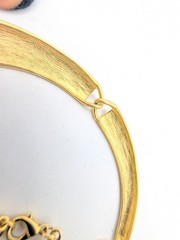 Anne Klein Collar Necklace & Earrings Satin Brushed Gold Tone Chunky Runway Read