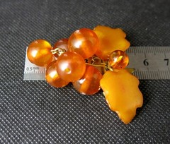 Vintage Baltic Amber Grapes Brooch USSR