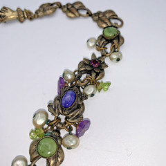 La Contessa Mary DeMarco Vintage Pewter Frog Whimsical Charm Statement Necklace