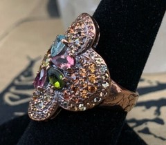 Aunt Nadiene’s Thai Rose Gold Vermeil, Sapphire and Tourmaline Gems Ring Voodoo