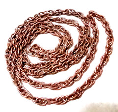 vtg Copper Plate Continuous Chain Textured Necklace 28in