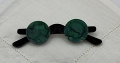 Acrylic Round Green Eye Glasses Brooch Pin