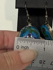 Old Rostov Finift (?) Silver & Hand Painted Domed Porcelain Dangle Earrings