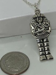 Egypt King Tut Pharaoh Mummy on Tibetan Silver Necklace D-KT+N