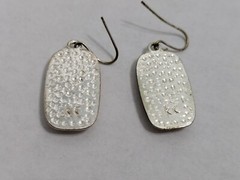 Necklace Earring Set Vintage Designer KC Beaded Two Strand Silver Tone Pendant
