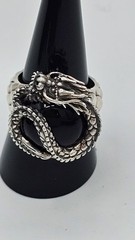 Sterling Silver Dragon Ring Black Onyx Orb Statement Gothic Fantasy Size 8 14g
