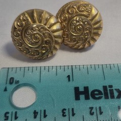 Shirt Studs Collar Stud Cufflinks 14k Gold Plated Very Fine Repouse Nautilus