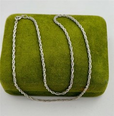 Vintage Sterling Silver 2MM Rope Chain Necklace 16″